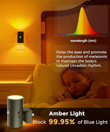 Image of Soft White Light+ Amber Light, 4 Pack, Motion Sensor Night Light Plug in, 0-100LM Dimmable