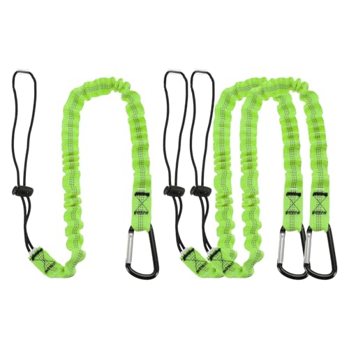 Image of MECCANIXITY Retractable Tool Lanyard 3ft with Single Aluminum Buckle and Adjustable Loop End, Maximum Weight Limit 10KG / 22lb, Safety Fall Protection Tools Leash, Green 3 Pack