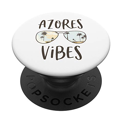 Azores Island Vibes Palm Tree Sunset Portugal Sunglasses PopSockets PopGrip - Support et Grip pour Smartphone/Tablette avec un Top Interchangeable