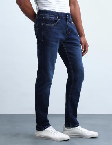 Image of Flying Machine Men's Slim Tapered Fit Jeans| Solid | Mid Rise | Stretchable | Jeans for Man