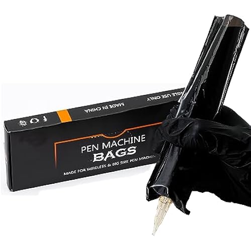 EZ Tattoo Machine Covers - 200pcs (2 inch X 6.6 inch) Disposable Tattoo Pen Machine Bags Cartridge Machine Sleeves for Wireless Battery Tattoo Pen Machine (Black)