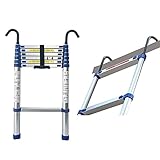 Escalera Telescópica con Ganchos, Escalera de Aluminio de Alta Resistencia para el Trabajo Al Aire Libre en Casa, Carga 150 Kg/5.1M/16.7Ft