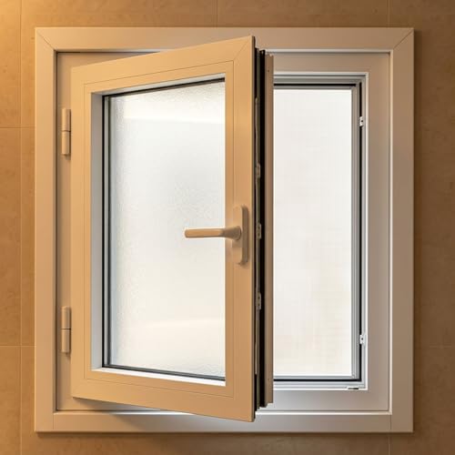 Ventana abatible derecha con marco de aluminio premium y doble vidrio esmerilado acústico 2