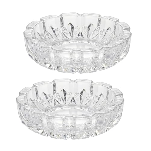 Image of Elegant Crystal Glass Bowl for Vastu & Feng Shui | Decorative Transparent Glass Tray for Home, Office, Dining Table & Positive Energy Decor | Good Luck & Prosperity Gift Item | Pack of 2