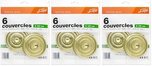 Le Parfait - Sachet de 6 couvercles Familia Wiss - 100mm, Orange (Lot de 3)