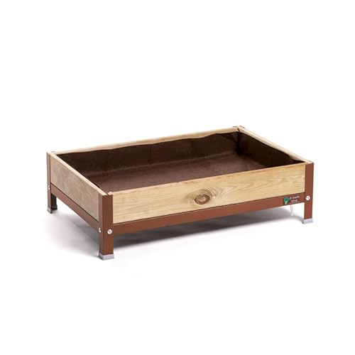 MI HUERTO URBAN Jardinera Elevada Madera con Bandeja Recoge Aguas | Estructura Metálica | Mesa Cultivar Plantas Terraza Jardín Balcón Exterior | Marrón | HUERTO BAJO - 90x60x26 cm