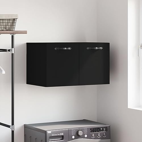 UJCHVHN Armario de pared negro de 60 x 36,5 x 35 cm, armarios de madera diseñados y armarios de almacenamiento y taquillas