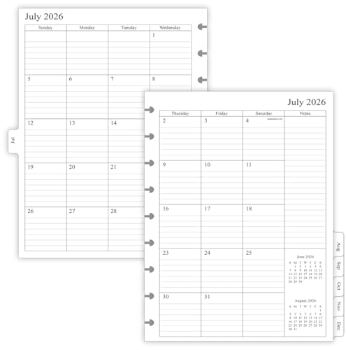 newestor 2026-2027 Planner Refills for Happy Planner Classic Size Monthly Pages Jul 2026 - Dec 2027 9-Disc Punched 7 x 9-1/4