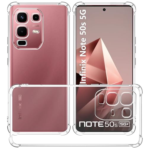 USTIYA Case for Infinix Note 50s 5G Clear TPU Four Corners Military-Grade Protection Cover Transparent Soft funda
