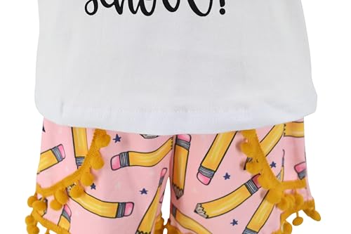 Image of Unique Baby Girls Toddler Big Kid Sleeveless Tank with Pom Pom 2pc Shorts Set Outfit