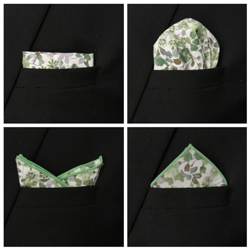 Image of Floral Pocket Squares for Men with Holder Printed Flower Mens Handkerchief Cotton Suit Pocket Hanky for Wedding