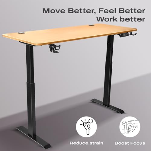 Image of Da URBAN Electronic Height Adjustable Desk Ergonomic Controller Work from Home with 3 Presets | 1 Year Warranty | (48 * 24) Inches Desk Table (Brown)