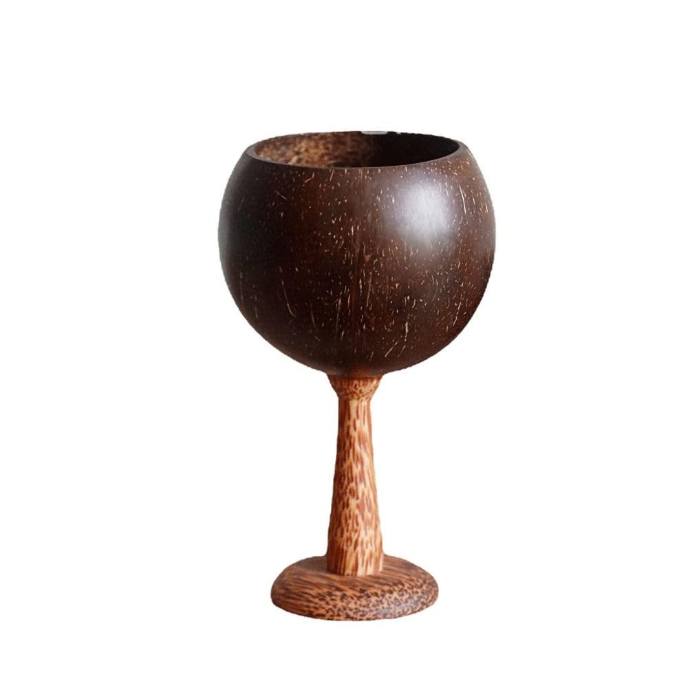zaoalife Coconut Cup Wine Goblet, Wine Cup Appetizer Bowl, Cocktail Goblet Salad Cup, Cocktail Container, Coconut Wine Holder, Coconut Cocktail Coconut Shell Retro Mug