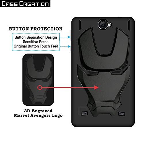 Image of COVERLY Official 3D Smooth Feel Avenger Logo Mask Soft Rugged Grip Iron Man Engraved Cartoon Movie Engraved Silicone Rubber Matte Back Cover for Acer One 7 Tablet (2020) - Black