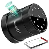 Geek Smart Fingerprint Door Lock, Keyless Entry with Keypad, Smart Door Knob Remote Control, Wire-Free Installation, Anti-Lock, Black