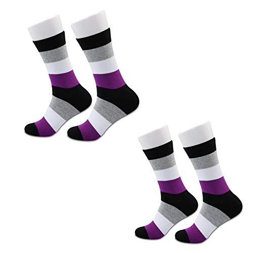 JXGZSO 2 Pairs Asexual Pride Flag Socks Ace Socks Asexual Clothing