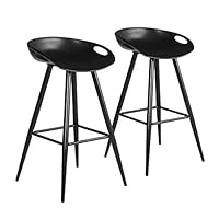 Homy Casa Inc Set of 2 Modern Simple Bar Stools,32.3" Counter Height Bar Stools Bar Chair with Low Backrest&Footrest for Home Bar Kitchen Dining Room Living Room Pub, Black