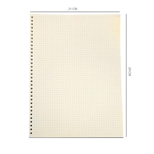 Image of PaperO A4 Punched Loose Leaf Dot Grid Paper | 80 GSM | 100 Sheets | Size (21 x 29.7 cm) | Ideal for Artists & Designers | Suitable for Spiral Binding (Green, A4)