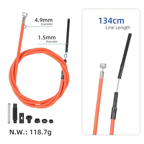 CashMuch Câble de frein pour scooter électrique Xiaomi 4, Lite et 2ème génération – Métal résistant à l'usure, longueur 134 cm, orange – vue 3