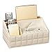 Produktbild LNNA Europäische Home Wohnzimmer PU Leder Aufbewahrungsbox Wasserdichte Tissue Box Halter Fernbedienung Desktop Organizer, 29x17,5x15 cm (Farbe : Weiß)