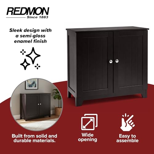 Redmon Contemporary Country Double Door Linen Storage Cabinet, Espresso - image 4