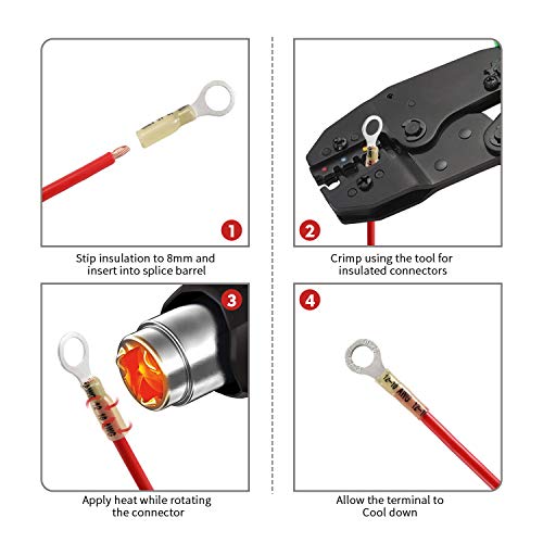 Heat Shrink Connectors - 270 PCS Insulated Electrical Crimp Heat Shrink Wire Connectors, Marine Automotive Copper Butt/Ring/Hook/Fork/Spade Disconnect Terminals Kits, CE SGS ISO Approved.