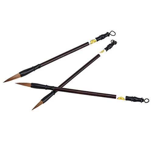 Pixnor 3 pçs Excelente Cabelo de Lobo Caligrafia Chinesa Kanji Japonês Sumi Pincel de Desenho