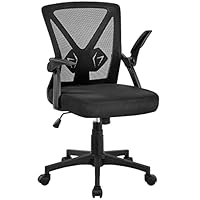 Yaheetech Ergonomic Desk Chair Computer Office Chair with Flip-up Armrest Lumbar Support & Adjustable Height Modern Executive for Home and Study, Black