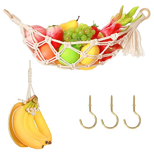 fhong Fruit Hamac pour cuisine Nnder Cabinet, Banana Hook, Haning Fruit Vegetables Basket pour fruits et légumes Cover