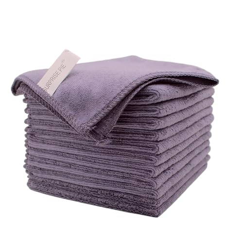 Image of Microfiber Dish Cloth Kitchen Cleaning Rags Car Wash Drying Towel Rags High Absorbent Lint Free Streak Free 12 inch x 12 inch 12 Pack (Grey)