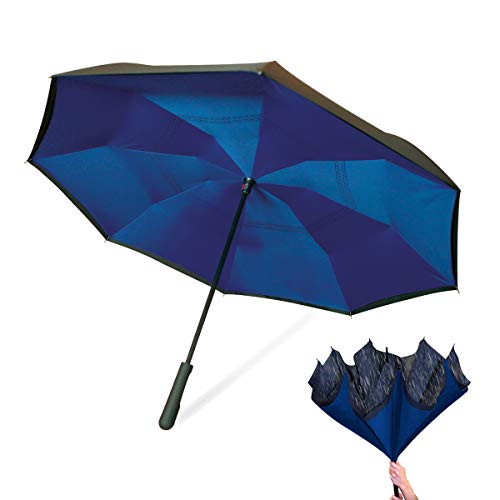 Parapluie pliant bleu 78 cm léger compact pour transport sac à main