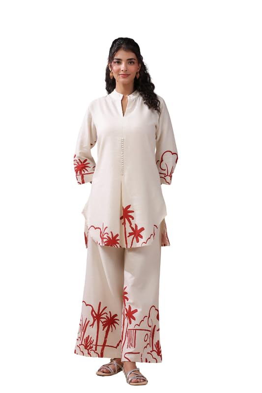 jisora Women's Off-white Printed Cotton Flex Co-ord Set-picture-34