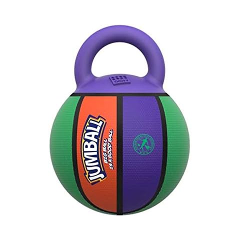 GiGwi Jumball Rubber Basketball Dog Toy with Handle High Visability Throw Fetch Toy Dog Ball - Multicoloured Cover