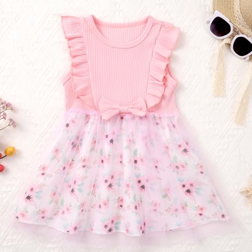 Baby Girl Tulle Dress Ruffle Sleeveless Toddler Sundress Girls Floral Tutu Princess Dresses for Wedding Birthday Party2