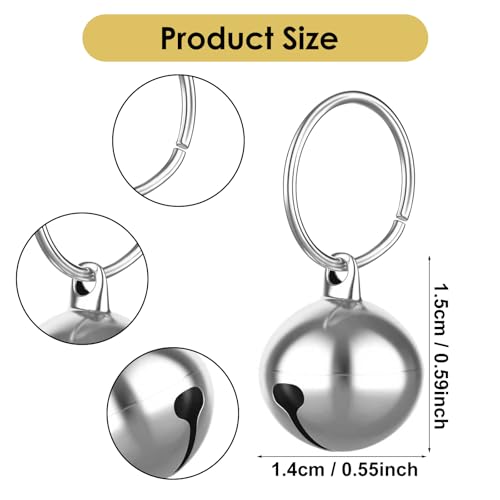 HJZHII 24 Stück Metall Jingle Bells, Hunde- und Katzenhalsband Glocke mit Schnallen Lauter Anhänger Haustierzubehör Verlieren Sie nicht Training Charms für Haustiere(Silber)