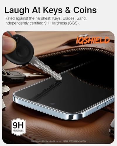 Image of IQShield My-View Privacy Screen Protector Tempered Glass Guard for iPhone Air, 9H Hardness, 2-Way Anti-Spy, Case Friendly [1 Pack]