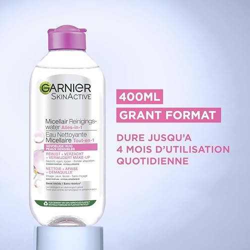 Garnier SkinActive Micellar-Reinigungswasser für empfindliche Haut – Milde Gesichtsreinigung – Sanfter Make-Up Entferner - 400ml