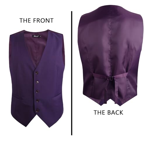 Image of Alizeal Mens Classic Solid Suit Vest Regular Fit Tuxedo Waistcoat