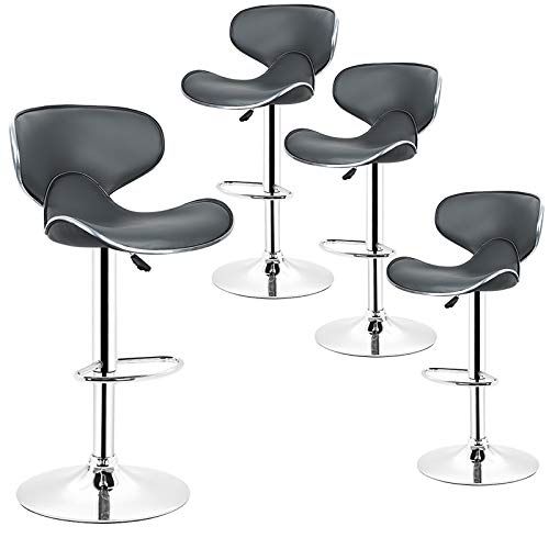Juego de 4 taburetes de bar de alta calidad, 46 x 49 x 85 cm, color gris
