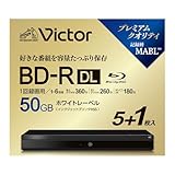 Victor(ビクター) 1回録画用 ブルーレイディスク BD-R DL 50GB 6枚(5枚+1枚) ホワイトプリンタブル 片面2層 1-6倍速 スリムケース VBR260RP6J6