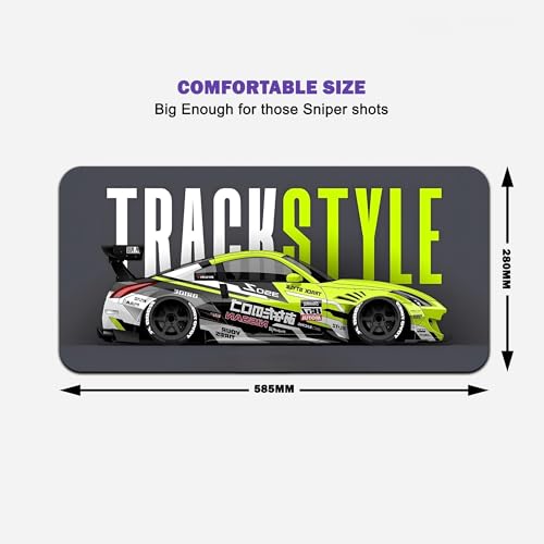 Image of 1Pc Car Design Large Extended Mouse Pad - Non-Slip Spill-Resistant Desk Mat with Special-Textured Surface for Gaming, Office & Home (585mm x 280mm)