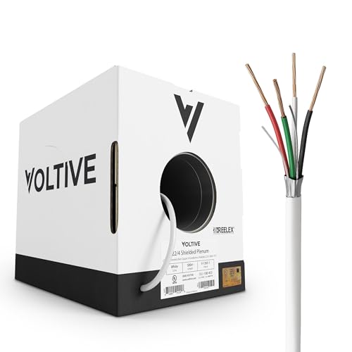 Voltive 22/4 Shielded Low Voltage Wire, Plenum CL3P, White, 500ft - 22AWG, 4 Conductors, Overall Shield, Stranded Bare Copper, UL Listed - V-1265-1