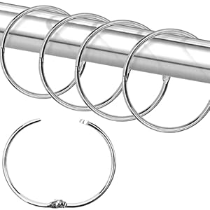 Shower Curtain Hooks Rings,24 Pcs Rustproof Metal Shower Hooks for Shower Curtain,Glide Smoothly Round Shower Rings for Curtain,Shower Curtain Rings for Bathroom Shower Rod,Snap Joint Design (Silver)