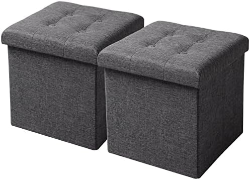 SONGMICS Cassapanca, Pouf Contenitore, Poggiapiedi Pieghevole Da 31 X