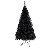 KTKDE 6ft Artificial Black Christmas Tree Outdoor Black Trees Halloween Christmas Decor with 800 Bra