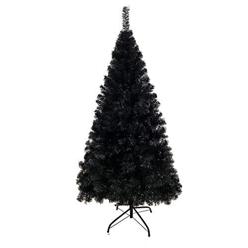 Ktkde 6Ft Artificial Black Christmas Tree Outdoor Black Trees Halloween Christmas Decor With 800 Branch Tips Led String Lights Pencil Christmas Trees For Indoor Holiday Office Party Decoration #TOP27