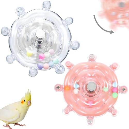 2Pcs Spinning Wheel Bird Toys Caged Parrot Toy for Budgie Cockatiel
