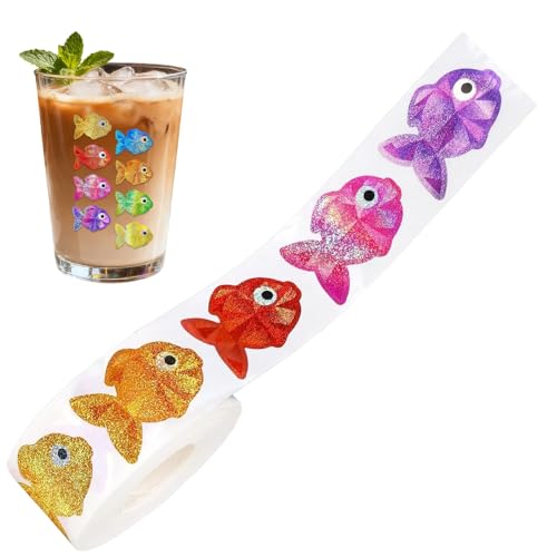 Fish Stickers Roll - Waterproof Vinyl Fish Stickers For Water Bottle | Sea Marine Life For Kids Birthday Party | Students Boys Girls Scrapbooking Journaling Laptop Phone Case, Skateboard, Comp