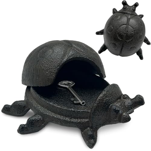 Cast Iron Ladybug Key Hider - Outdoor Hidden Key Holder,