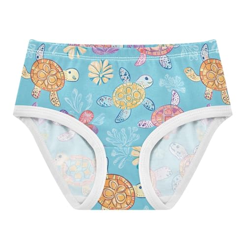 Wusikd Turtles Flowers Girls' Underwear Cotton Colorful Sea Girls Briefs Soft Toddler Underwear 2T